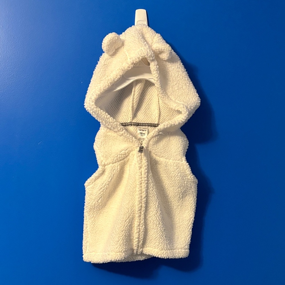 Carter's White Fleece Hooded Vest